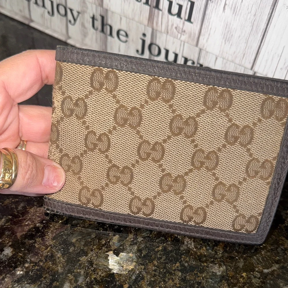 Vintage Gucci Tan and Brown GG Monogram Wallet